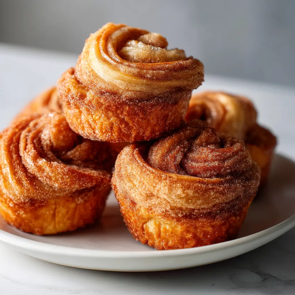 Close-up of Churro Cruffins showing the generous sparkling cinnamon sugar coating against a clean, out-of-focus background.
