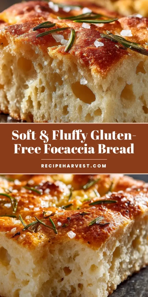 A pin-worthy image of a golden-baked gluten-free focaccia, glistening with olive oil and sprinkled with rosemary and sea salt, ready to be shared. (gluten-free focaccia)