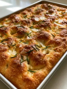 Close up of deep dimples and large air bubbles in Sourdough Focaccia Bread dough.