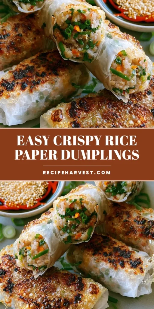 A handheld smartphone photo of five crispy Rice Paper Dumplings on a plate with chili oil dipping sauce.