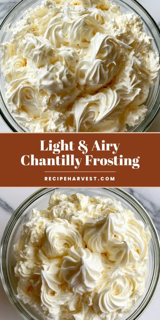 Italian Chantilly Cream Recipe: The Secret to Silky Vanilla Perfection 3 A tall, vertical shot of luxuriously swirled Italian Chantilly Cream with stiff peaks in a glass bowl. (Italian Chantilly Cream Recipe)
