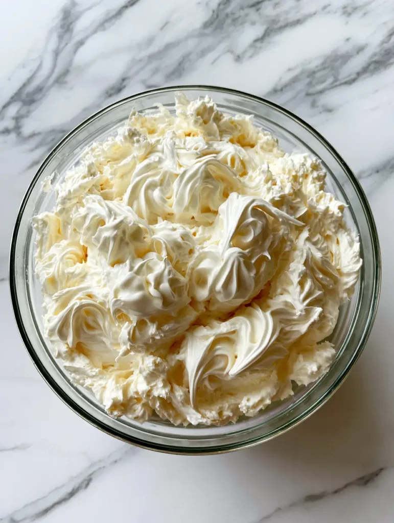 Italian Chantilly Cream Recipe: The Secret to Silky Vanilla Perfection 1 Close up of thick swirled Italian Chantilly cream with visible vanilla bean infusion.