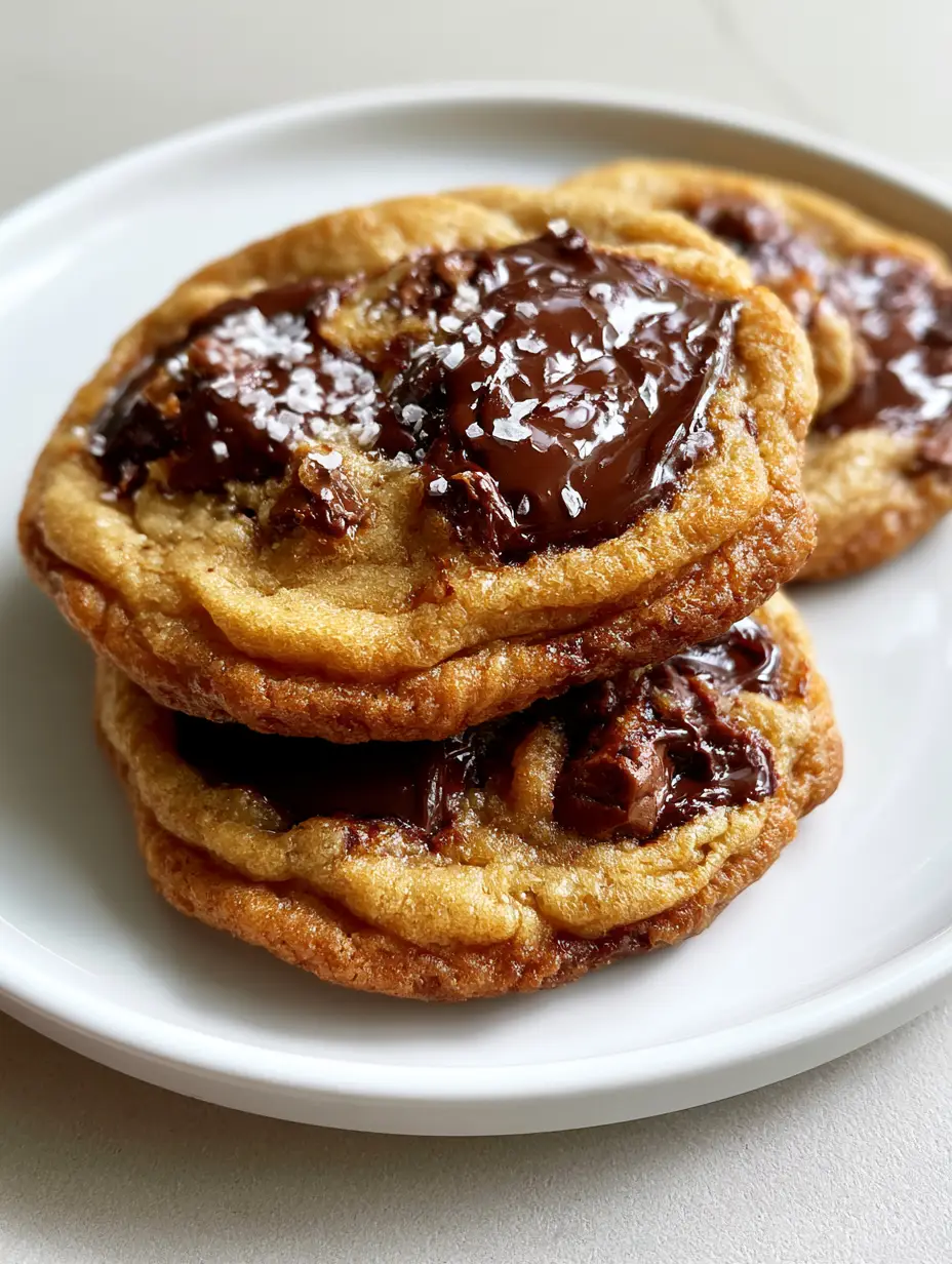 Handheld photo showing the close-up texture of toasted golden-brown Brown Butter Chocolate Chip Cookies.