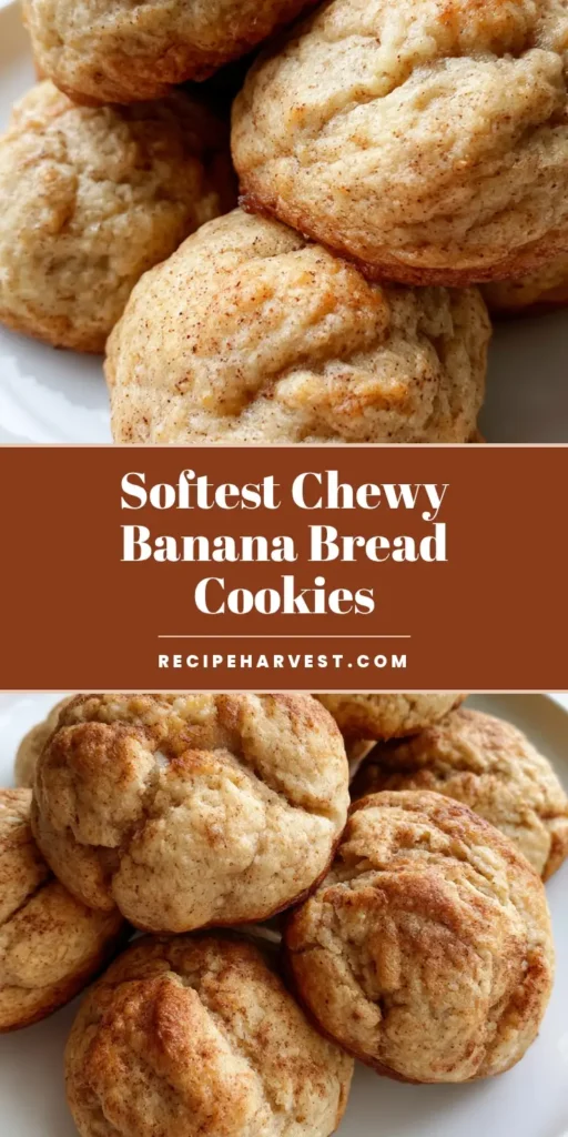 Banana Bread Cookies: The Ultimate Thick and Soft-Baked Recipe 3 A stack of thick soft-baked Banana Bread Cookies with a cracked matte surface and pale golden-tan color on a white plate.
