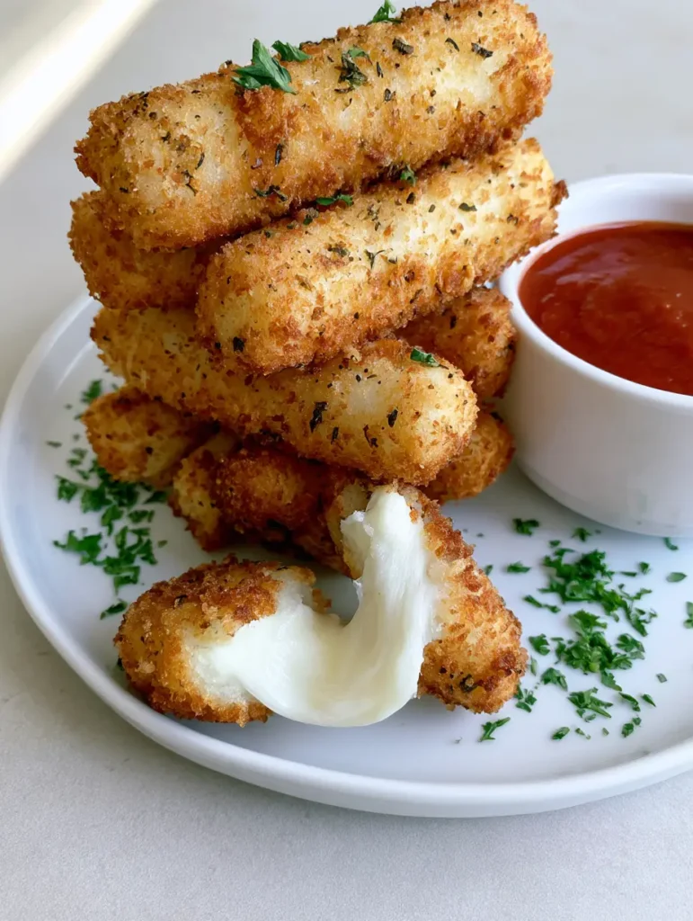 Potato Cheese Sticks: The Ultimate Crispy & Cheesy Viral Recipe 1 A snapped Potato Cheese Stick showcasing a thick, white, stretchy melted mozzarella center.