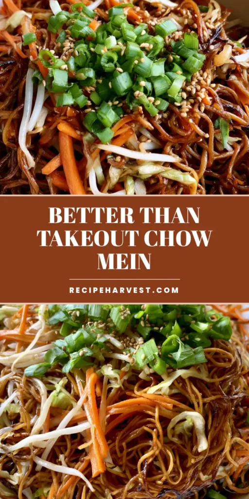 Easy Chow Mein Recipe: Better Than Takeout in 20 Minutes 3 A handheld photo of a white ceramic bowl filled with an Easy Chow Mein Recipe, showing glossy brown wheat noodles, charred edges, and julienned carrots.