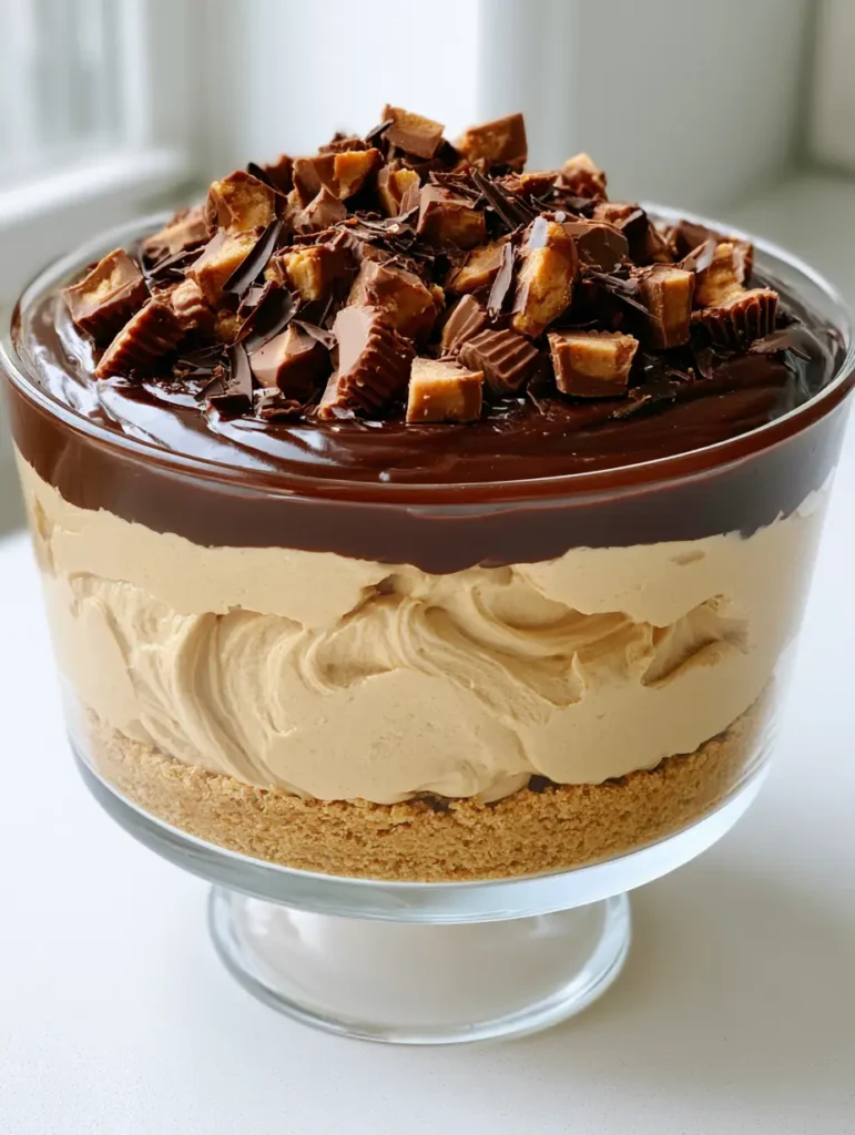 The 1-inch thick graham cracker crust foundation of the No-Bake Peanut Butter Dessert.