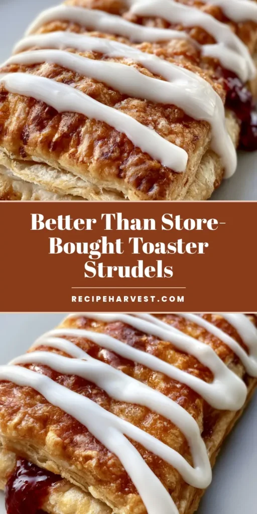 Homemade Toaster Strudel: Better Than the Box (Easy & Flaky) 4 A close-up shot of a Homemade Toaster Strudel with golden brown flaky layers and a thick white vanilla glaze zig-zag.