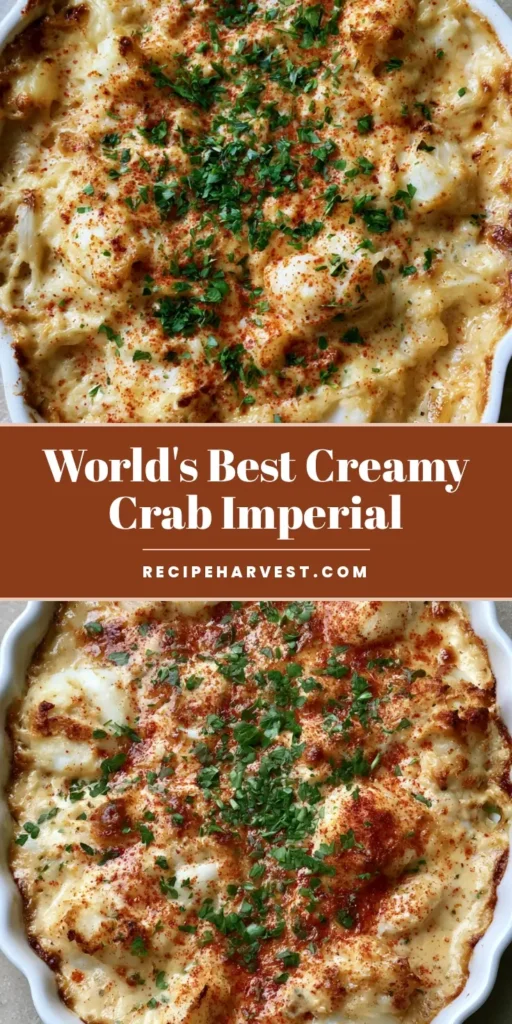 Crab Imperial Recipe: The Ultimate Maryland-Style Baked Lump Crab 3 A bubbling Crab Imperial Recipe in a scalloped dish with jumbo lump crab and a golden-brown crust garnished with parsley. (Crab Imperial Recipe)