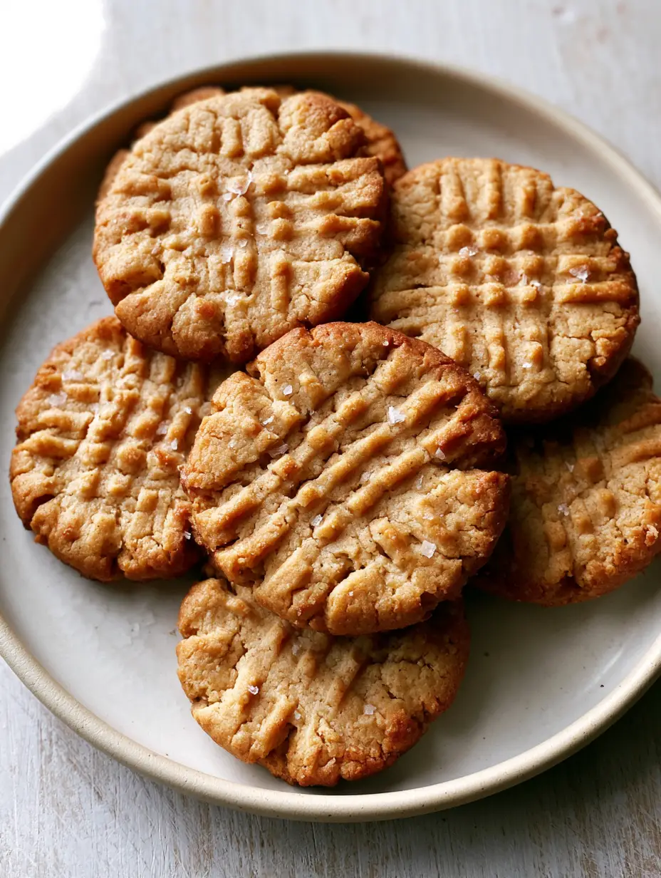 Close-up top-down view of Oat Flour Peanut Butter Cookies showing the matte texture and golden edges.