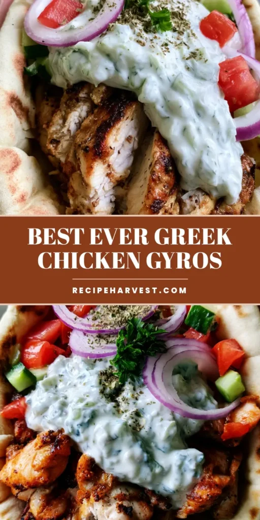 A handheld Greek Chicken Gyro with charred pita, seared chicken breast, and thick white tzatziki sauce.