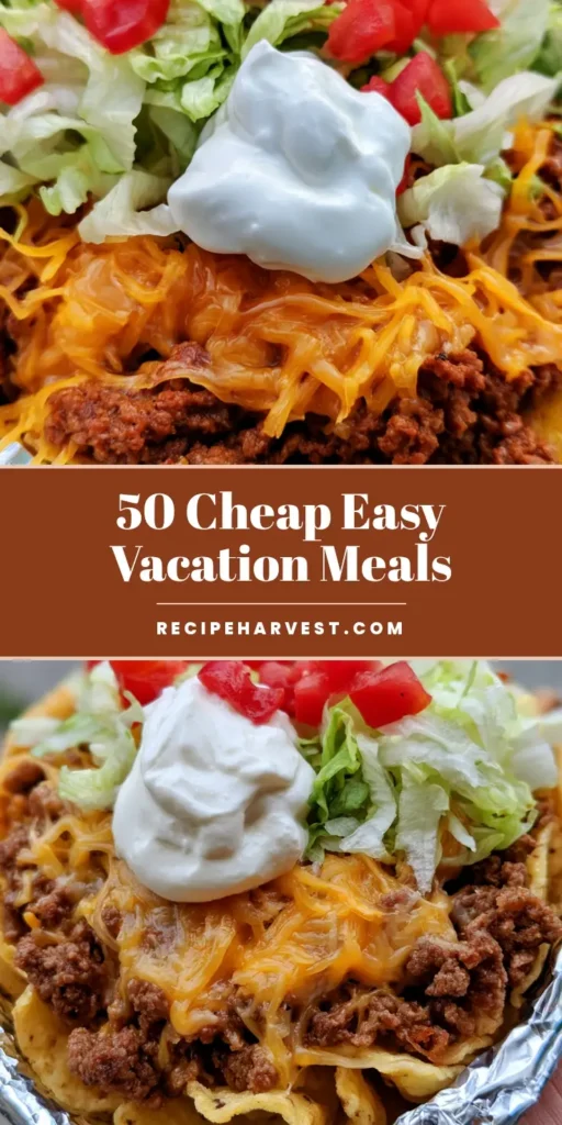 Vacation Meal Ideas: The Ultimate Easy Walking Tacos for Busy Trips 3 A handheld walking taco in a corn chip bag with melted cheese and sour cream. (Vacation Meal Ideas)