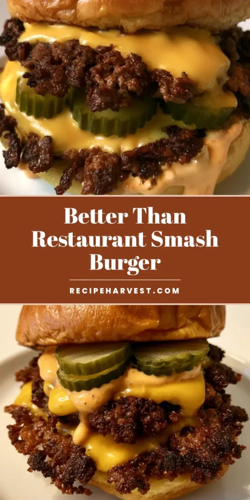 A handheld smartphone photo of a double Smash Burger with crispy lacy edges, melted American cheese, and orange secret sauce on a brioche bun.