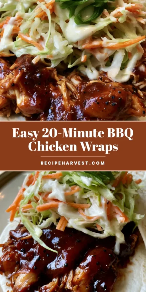 BBQ Chicken Coleslaw Wraps: The Ultimate Crunchy & Tangy 15-Minute Meal 3 A handheld BBQ Chicken Coleslaw Wrap with glossy dark BBQ chicken and creamy white ranch slaw in a toasted tortilla. (BBQ Chicken Coleslaw Wraps)