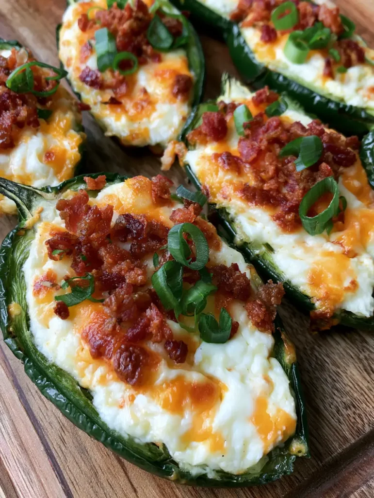 Jalapeno Poppers with Melted Cheese and Crispy Bacon 2 A close-up handheld smartphone photo of Jalapeno Poppers showing the thick, melted cheese and reddish-brown bacon bits.