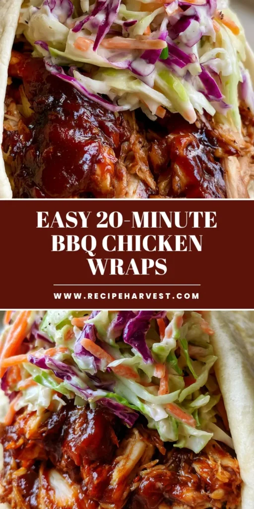 BBQ Chicken Coleslaw Wraps: The Ultimate 15-Minute Recipe 4 A hand holding a BBQ Chicken Coleslaw Wrap featuring dark glossy chicken and vibrant purple and green slaw. (BBQ Chicken Coleslaw Wraps)